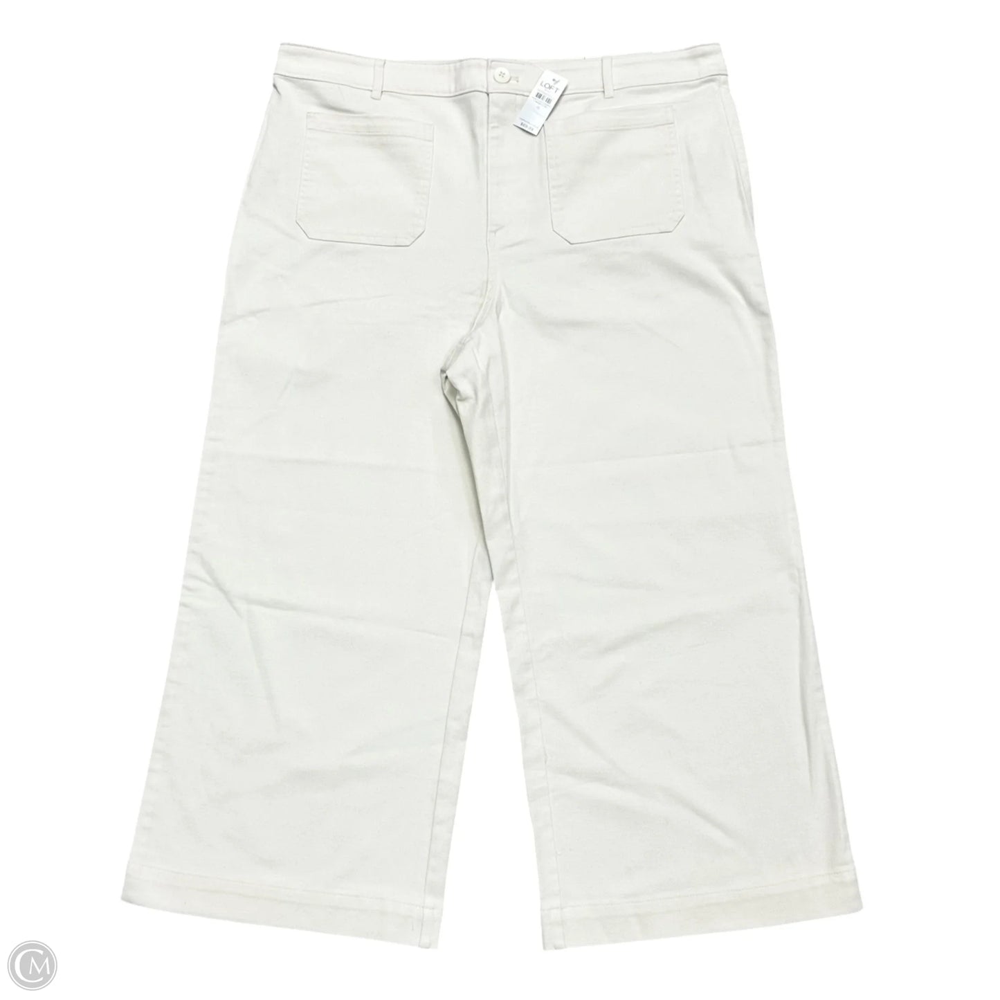 Jeans Wide Leg By Loft In Cream Denim, Size: 18