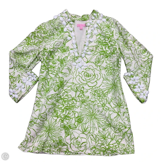 Top Long Sleeve Designer By Lilly Pulitzer In Green & White, Size: M