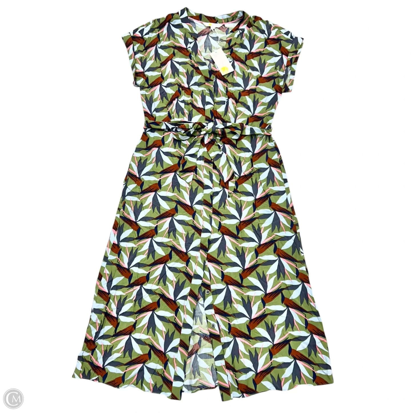 Dress Casual Midi By Boden In Green & Orange, Size: M