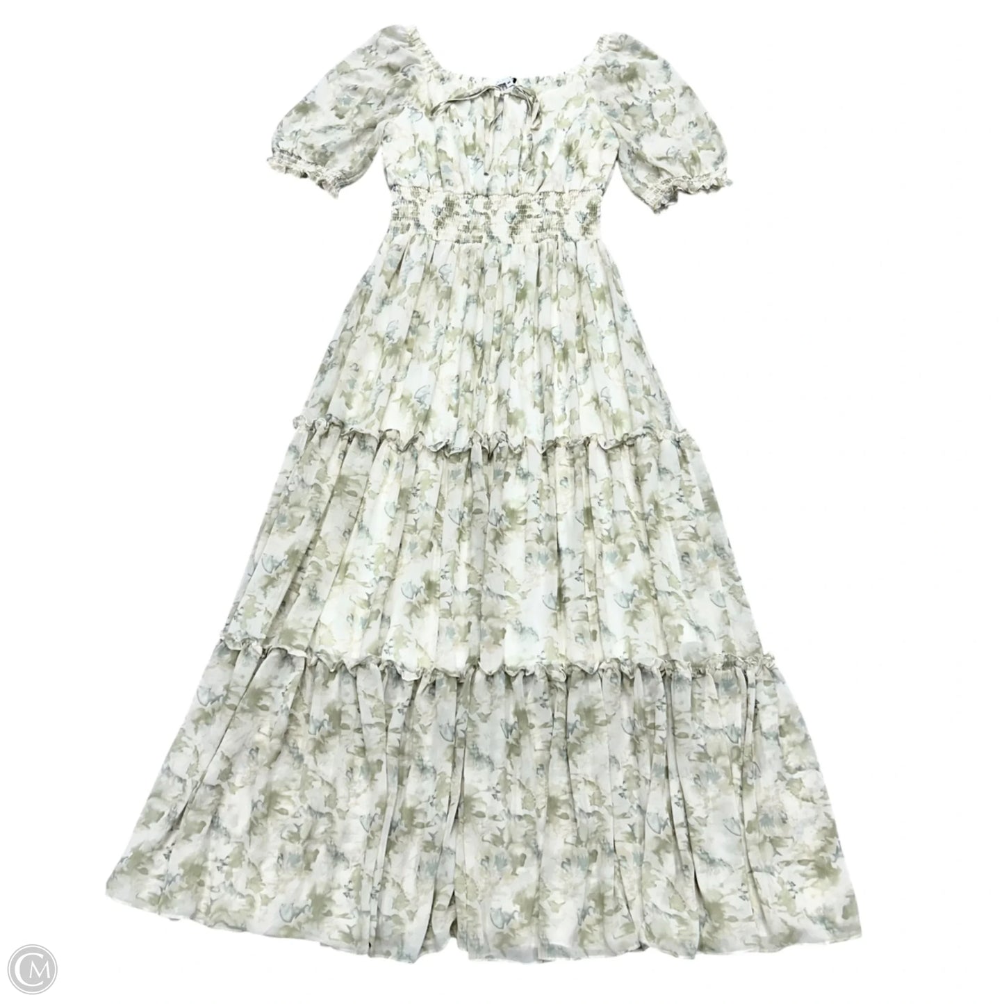 Dress Casual Maxi By Baltic Born In Cream & Green, Size: M