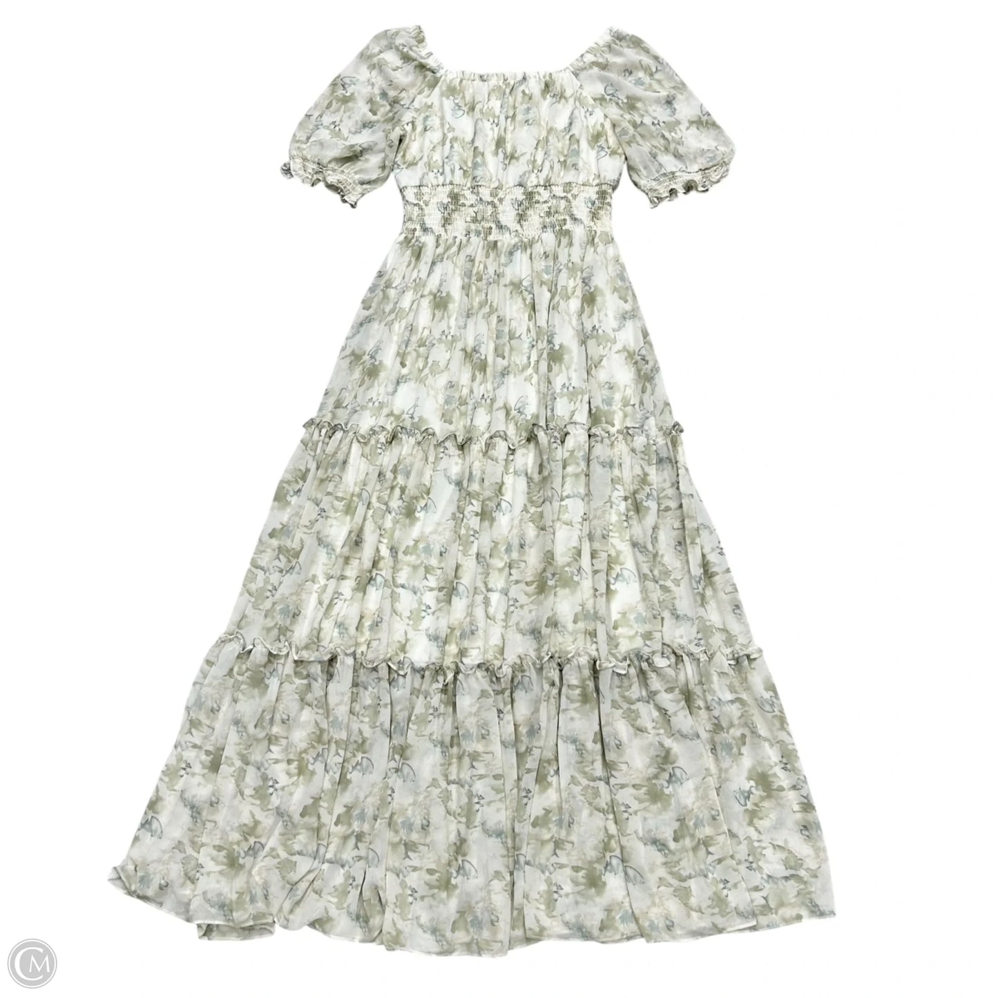 Dress Casual Maxi By Baltic Born In Cream & Green, Size: M