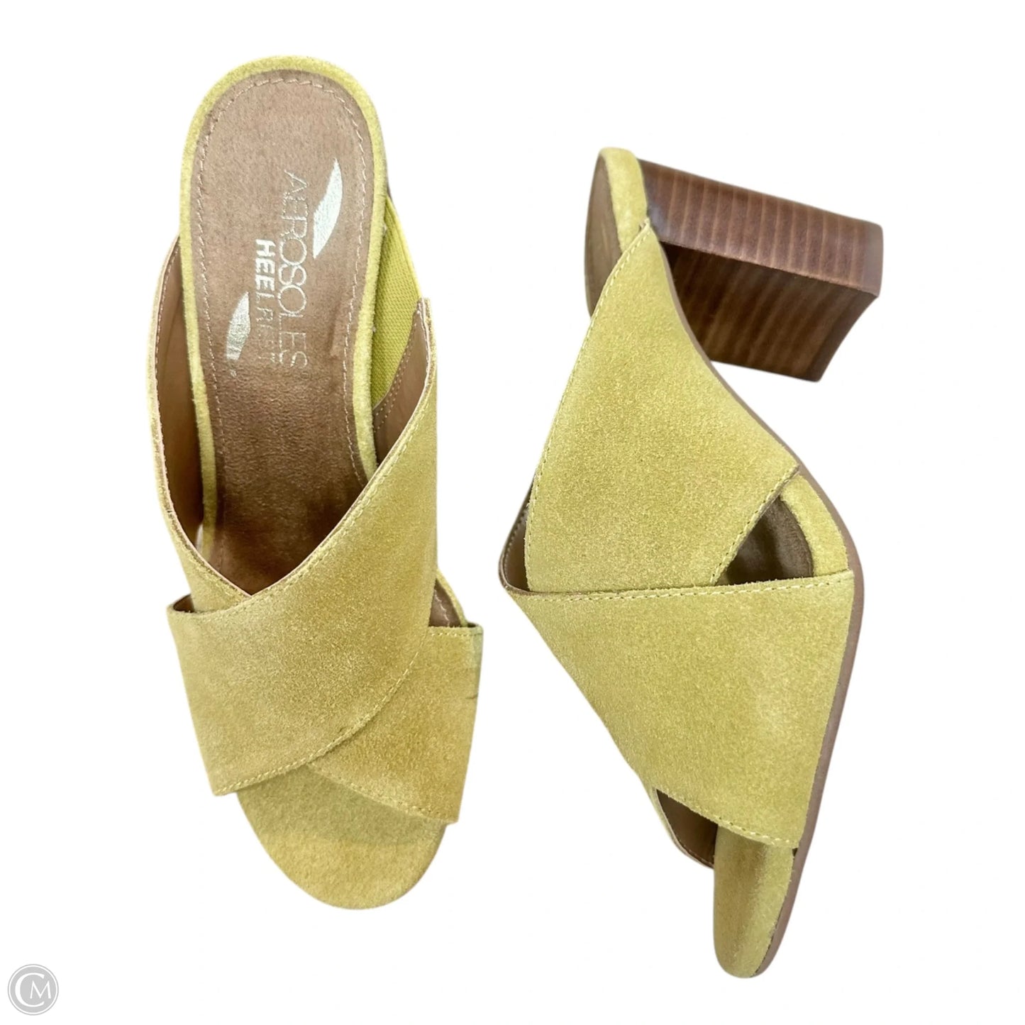Sandals Heels Block By Aerosoles In Chartreuse, Size: 5.5