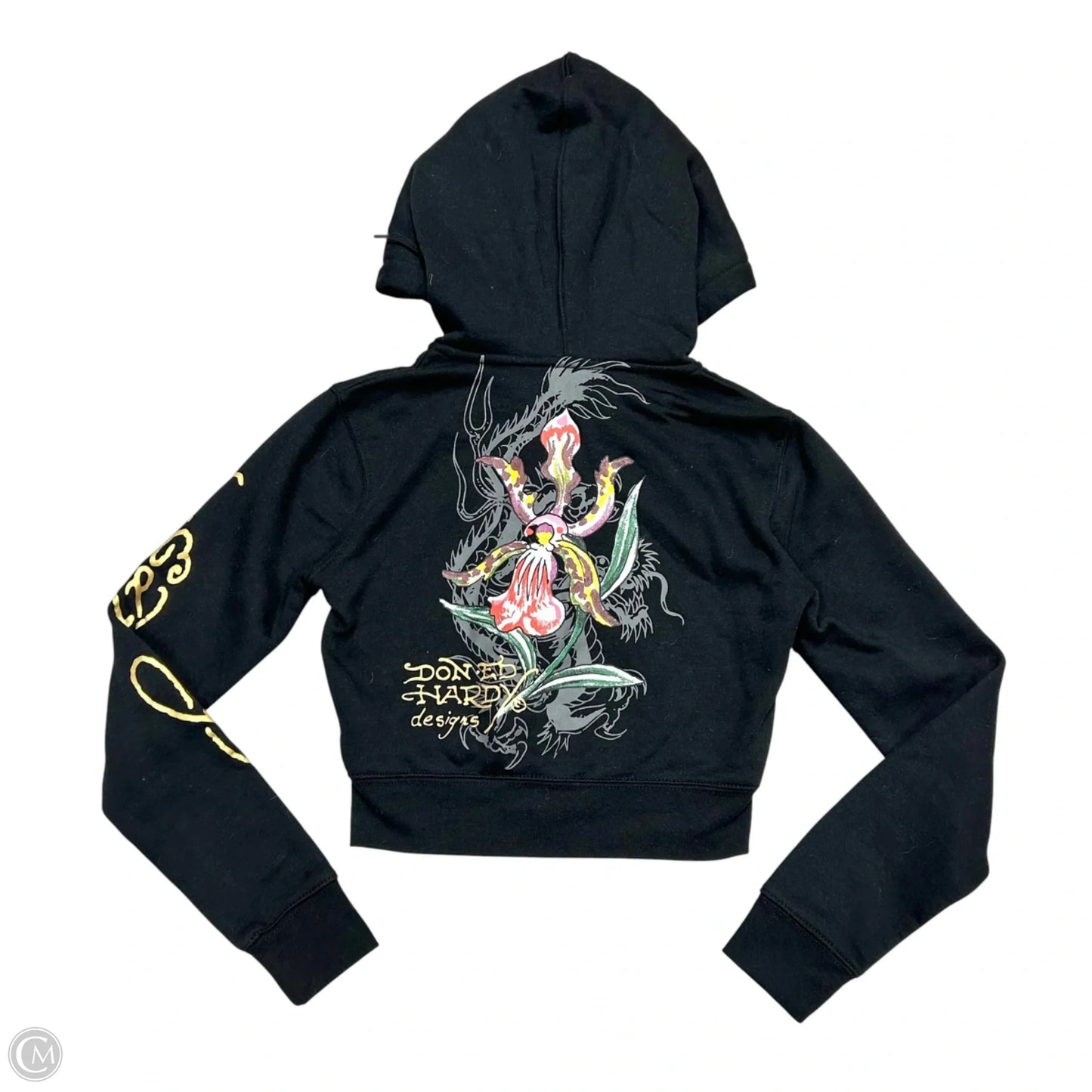 Sweatshirt Hoodie By Ed Hardy In Black, Size: S