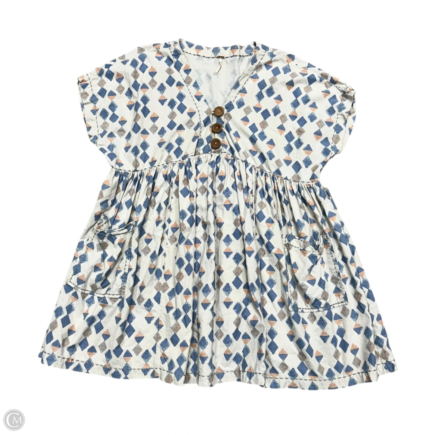 Dress Casual Short By Free People In Blue & Cream, Size: M