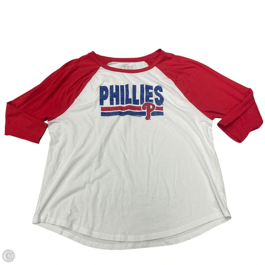 Top Long Sleeve By Mlb In Red & White, Size: Xxl