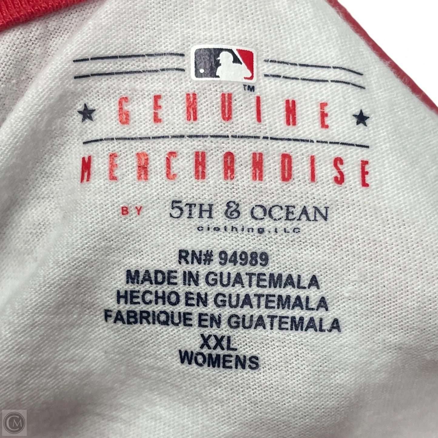 Top Long Sleeve By Mlb In Red & White, Size: Xxl