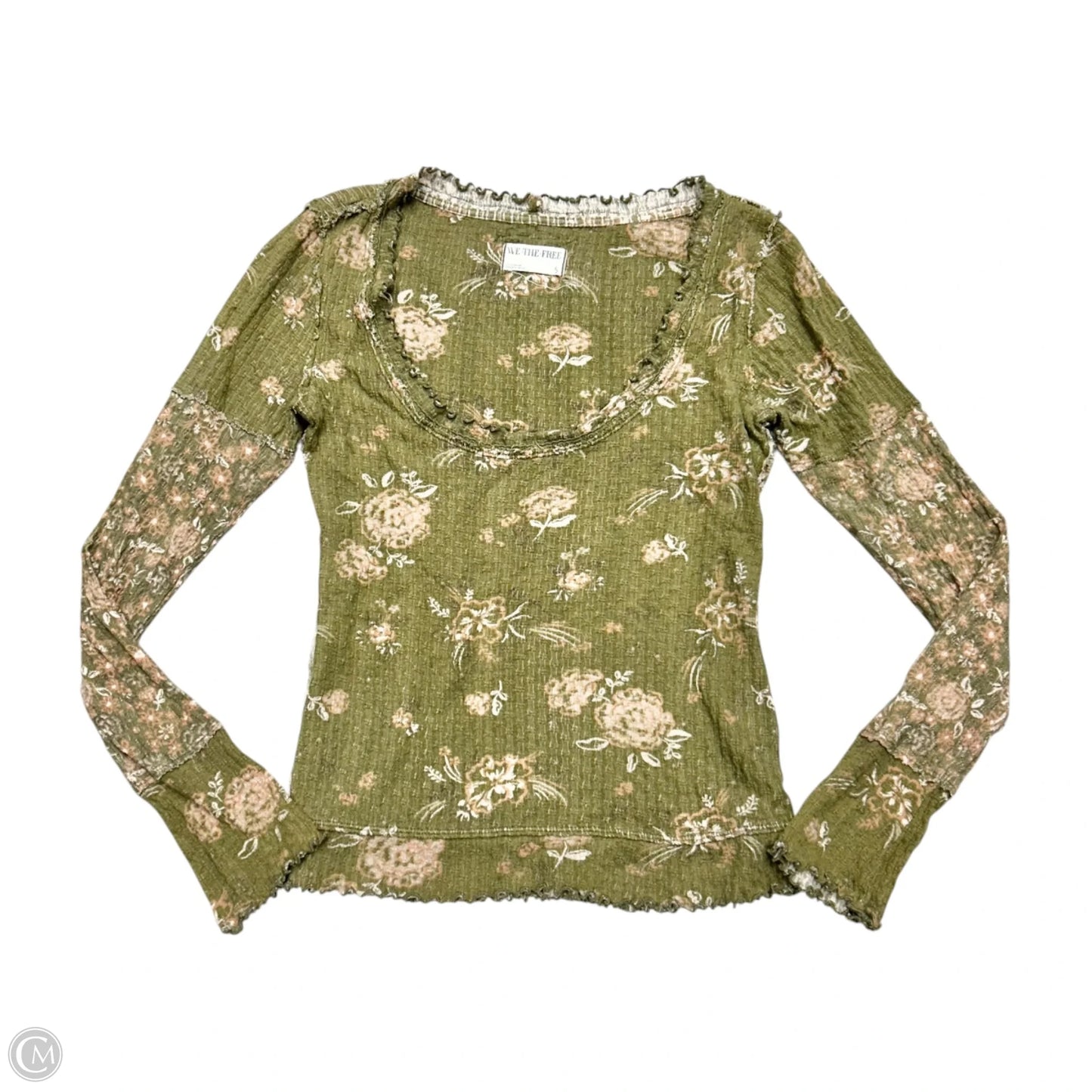 Top Long Sleeve By We The Free In Green & Pink, Size: S