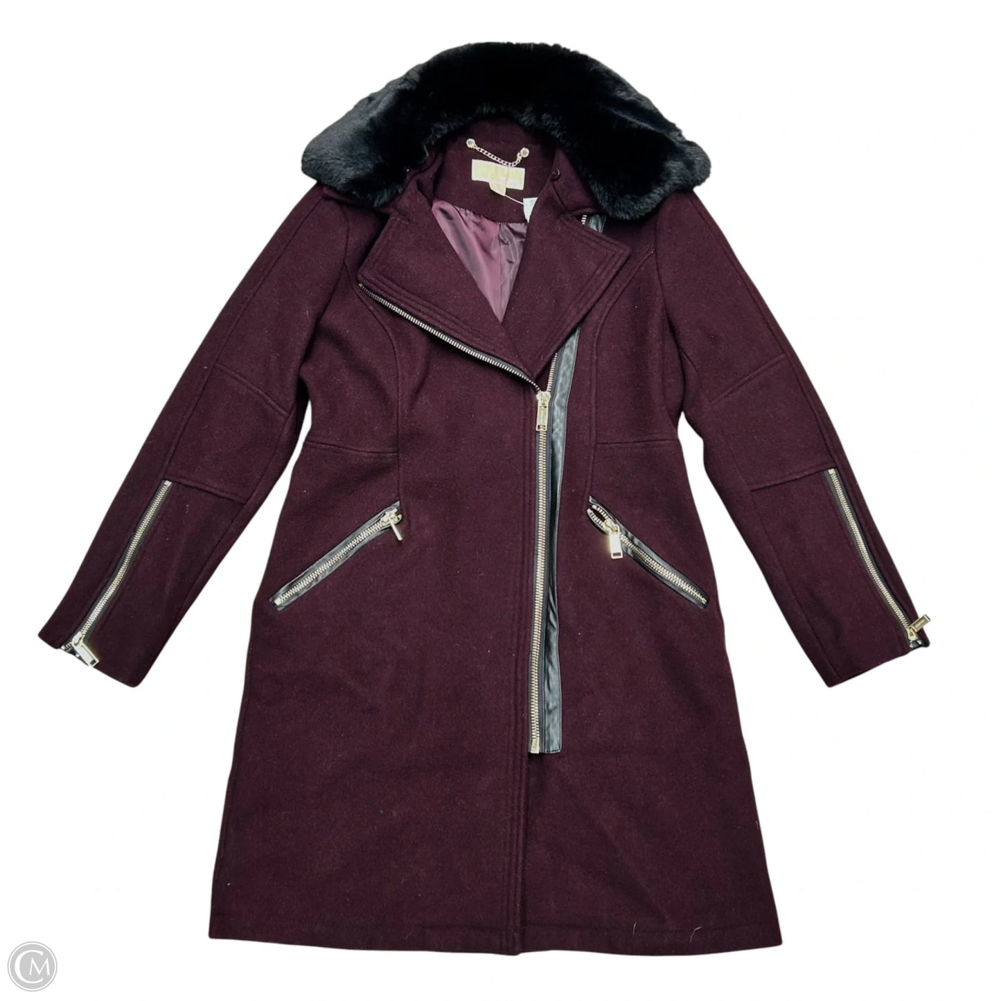Coat Peacoat By Michael By Michael Kors In Maroon, Size: M