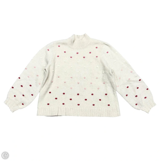 Sweater By Loft In Cream & Pink, Size: Xl