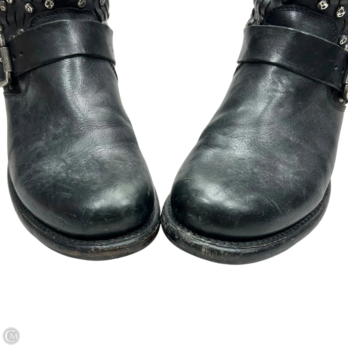 Boots Designer By Frye In Black & Silver, Size: 8.5