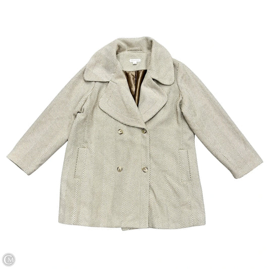 Coat Peacoat By Coldwater Creek In Tan & White, Size: 1x