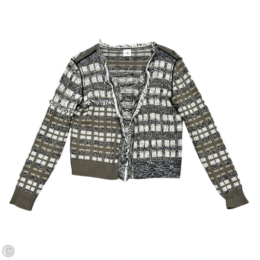 Sweater Cardigan By Cabi In Green & White, Size: S
