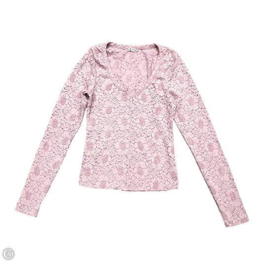 Top Long Sleeve By Free People In Pink, Size: M