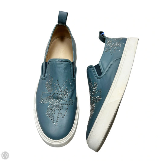 Shoes Luxury Designer By Chloe In Blue & White, Size: 10.5