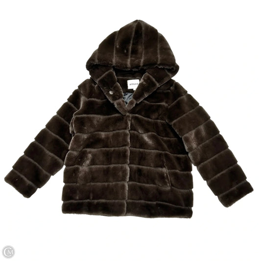 Coat Faux Fur & Sherpa By Apparis In Brown, Size: M