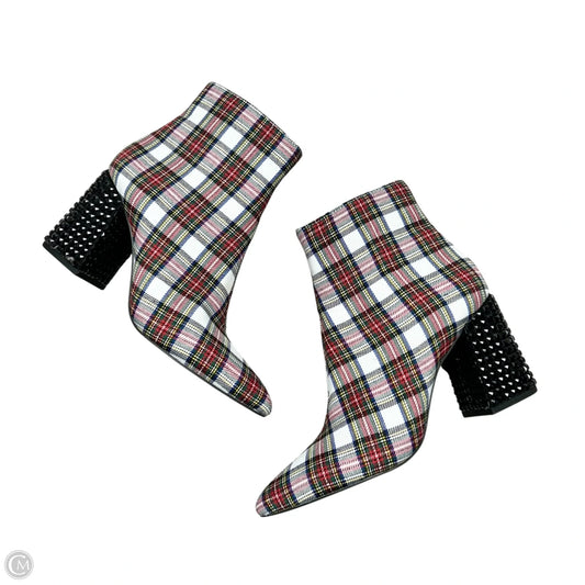 Boots Ankle Heels By Betsey Johnson In Plaid Pattern, Size: 6