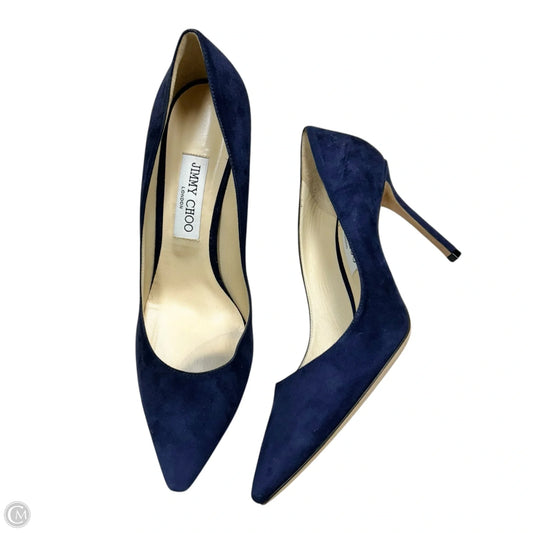 Shoes Luxury Designer By Jimmy Choo In Navy, Size: 10