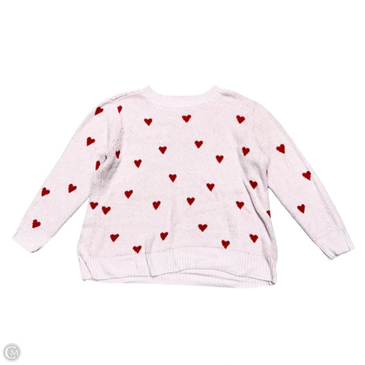 Sweater By Peace Love World In Pink & Red, Size: Xl