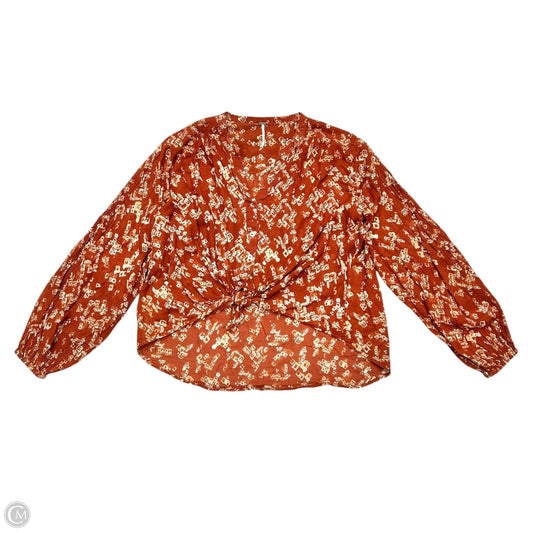 Top Long Sleeve By Free People In Orange & White, Size: S