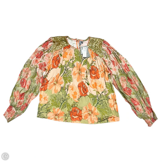 Top Long Sleeve By Bl-nk In Green & Pink, Size: Xl