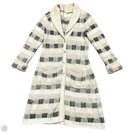 Sweater Cardigan By Far Away From Away In Grey & Tan, Size: L
