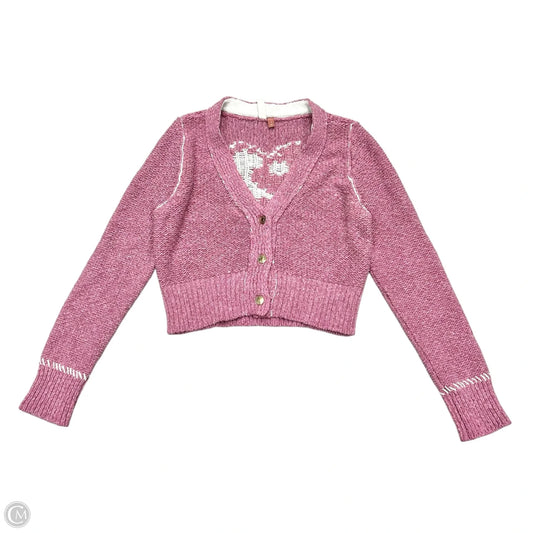 Sweater Cardigan By Pilcro In Pink & White, Size: S