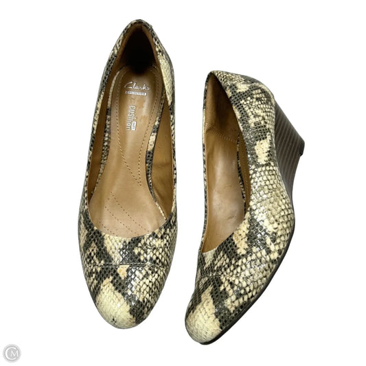 Shoes Heels Wedge By Clarks In Snakeskin Print, Size: 9
