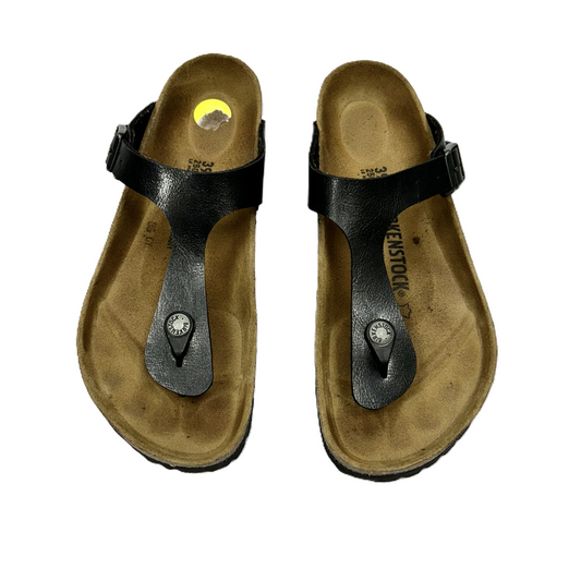 Black Sandals Flats By Birkenstock, Size: 8