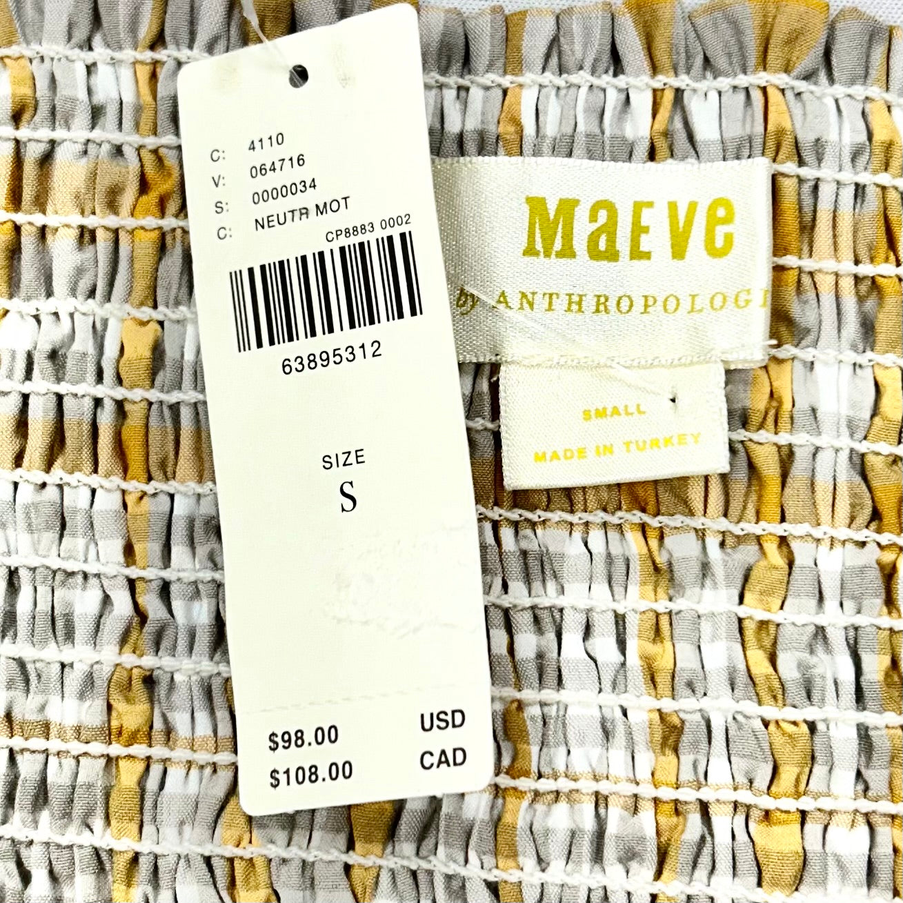 Top 3/4 Sleeve By Maeve In Plaid Pattern, Size: S