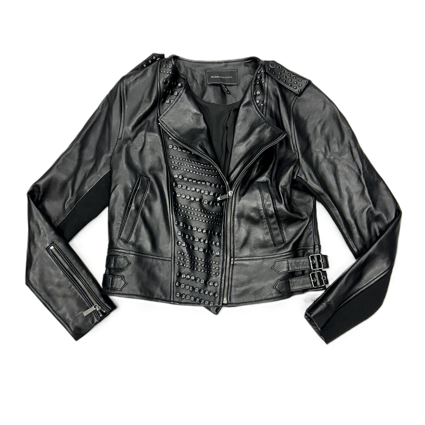 Jacket Leather By Bcbgmaxazria In Black, Size: M