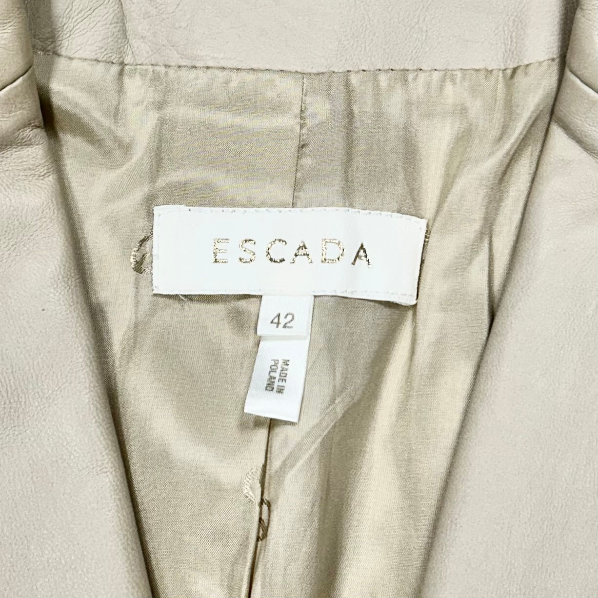 Jacket Luxury Designer By Escada In Cream, Size: L