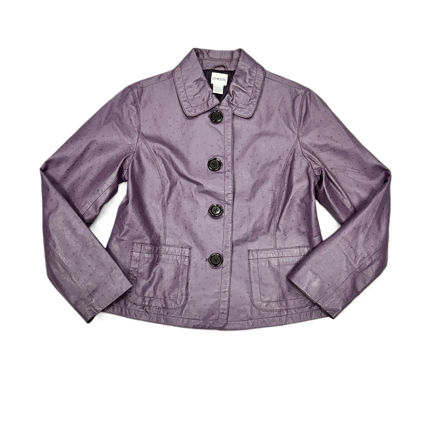 Jacket Leather By Chicos In Purple, Size: M