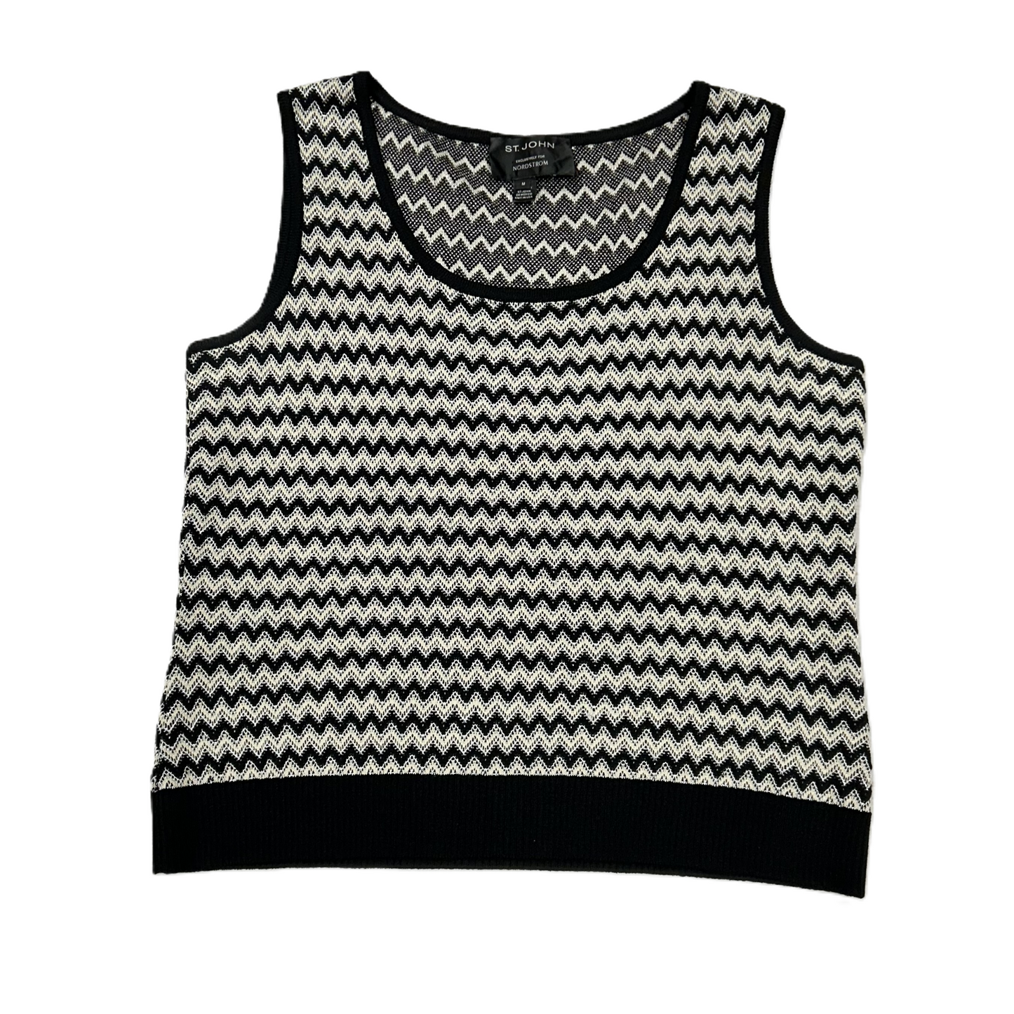 Top Sleeveless Designer By St. John In Chevron Pattern, Size: M