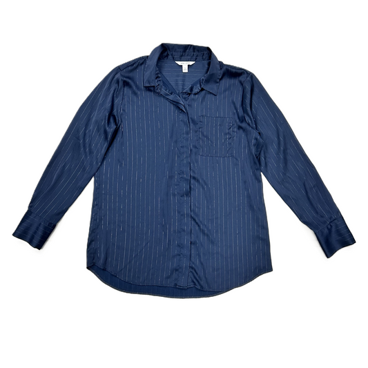 Blouse Long Sleeve By Nine West In Navy, Size: L