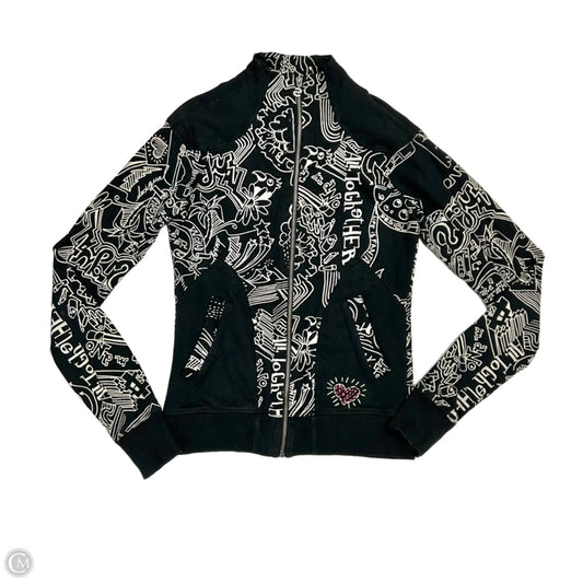 Athletic Jacket By Desigual In Black & Cream, Size: M
