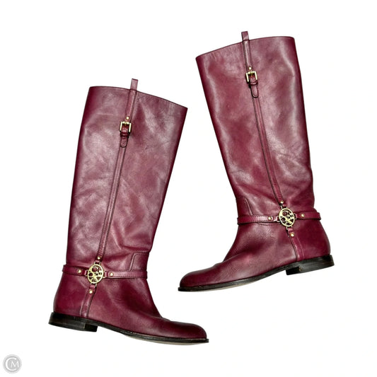 Boots Designer By Coach In Maroon, Size: 7.5