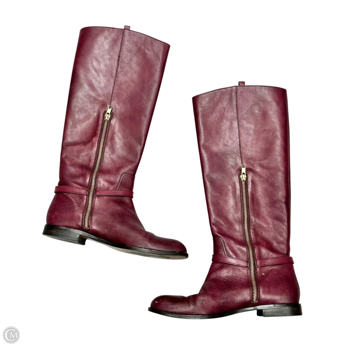 Boots Designer By Coach In Maroon, Size: 7.5