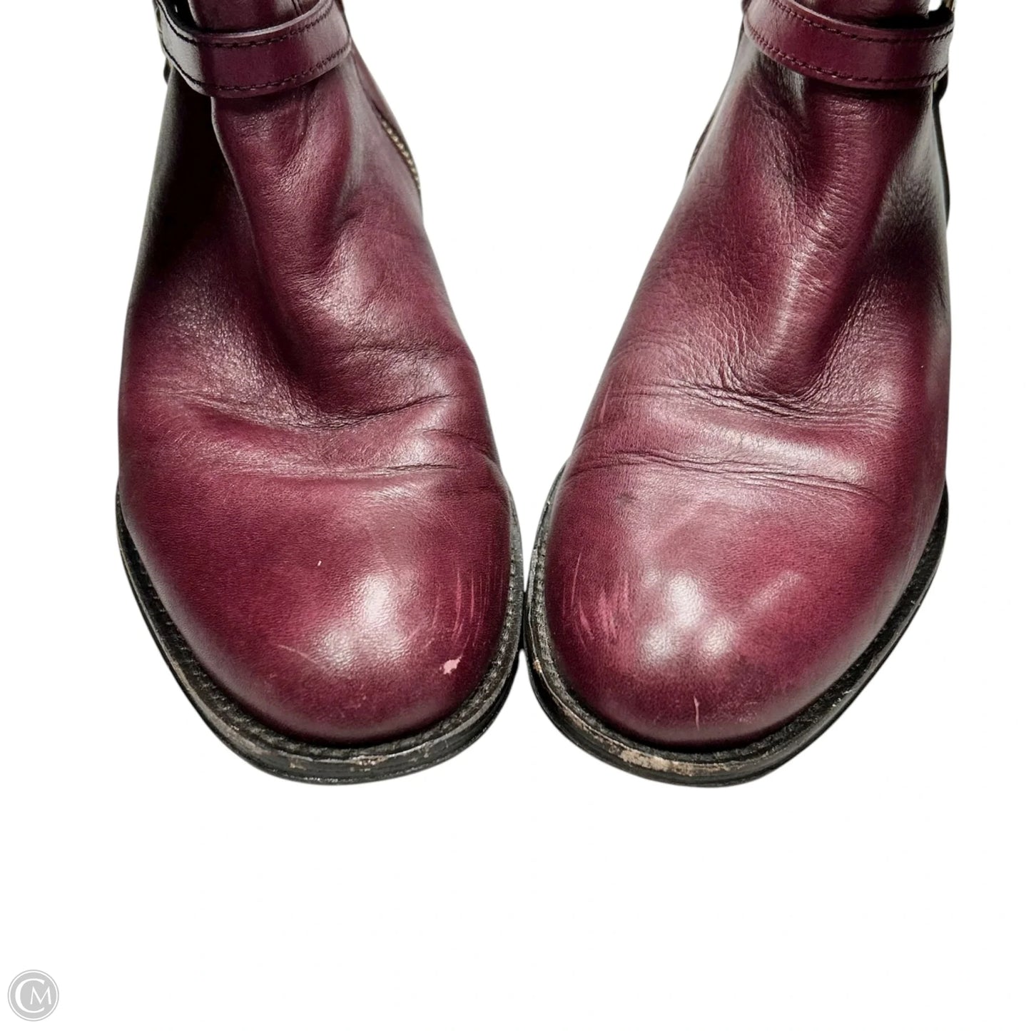 Boots Designer By Coach In Maroon, Size: 7.5