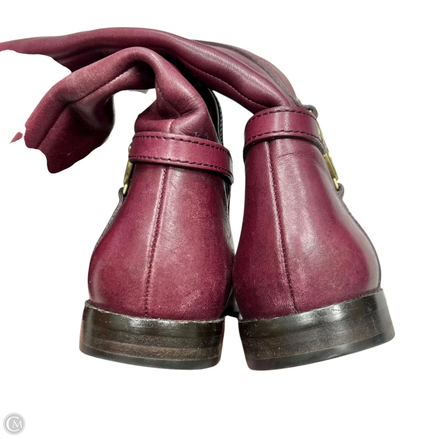 Boots Designer By Coach In Maroon, Size: 7.5