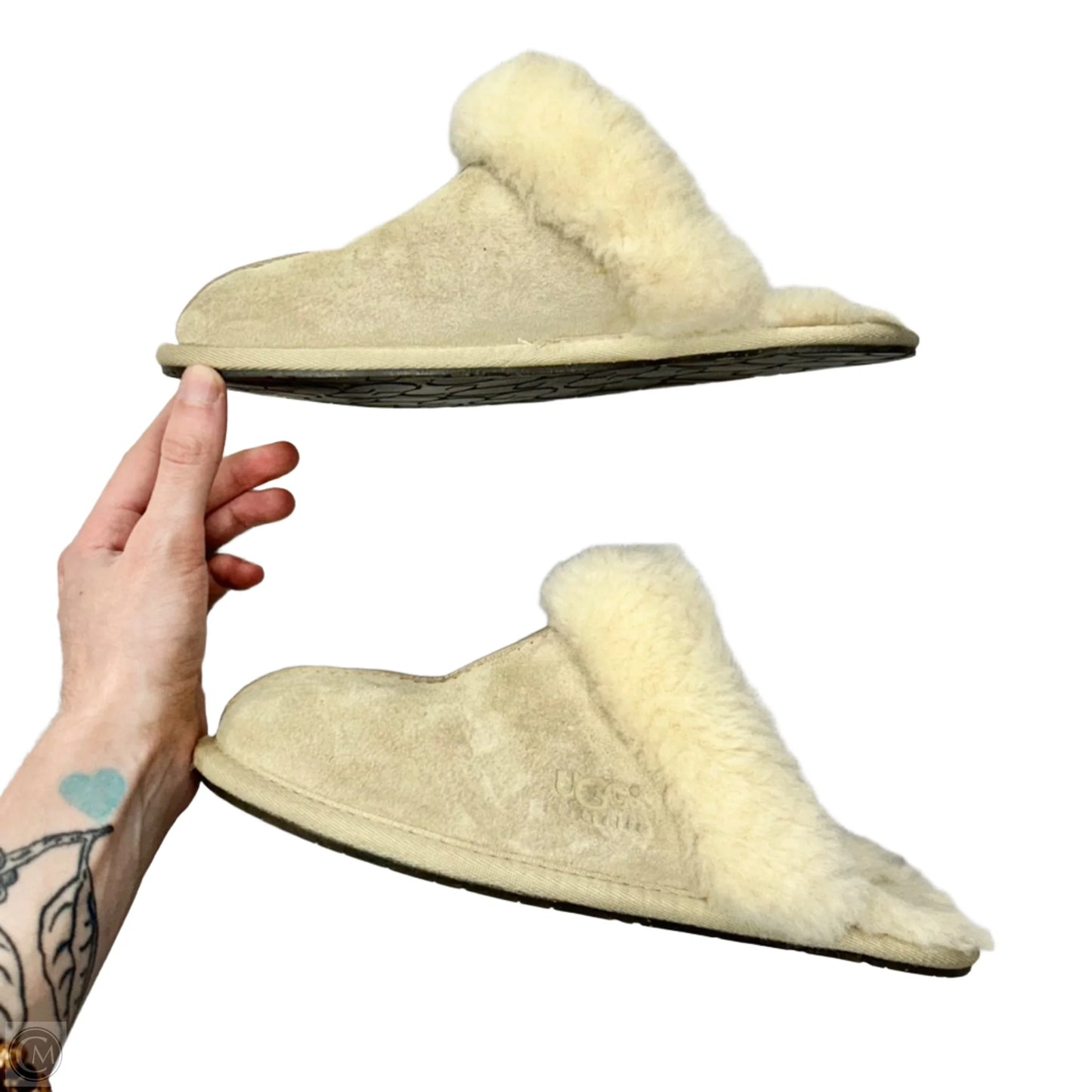 Slippers Designer By Ugg In Cream, Size: 6