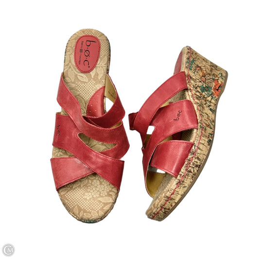 Sandals Heels Wedge By Boc In Red, Size: 11