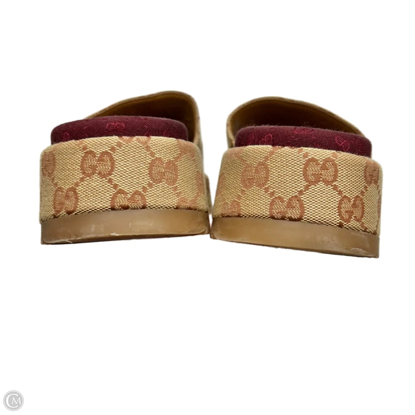 Sandals Luxury Designer By Gucci In Brown & Red, Size: 8