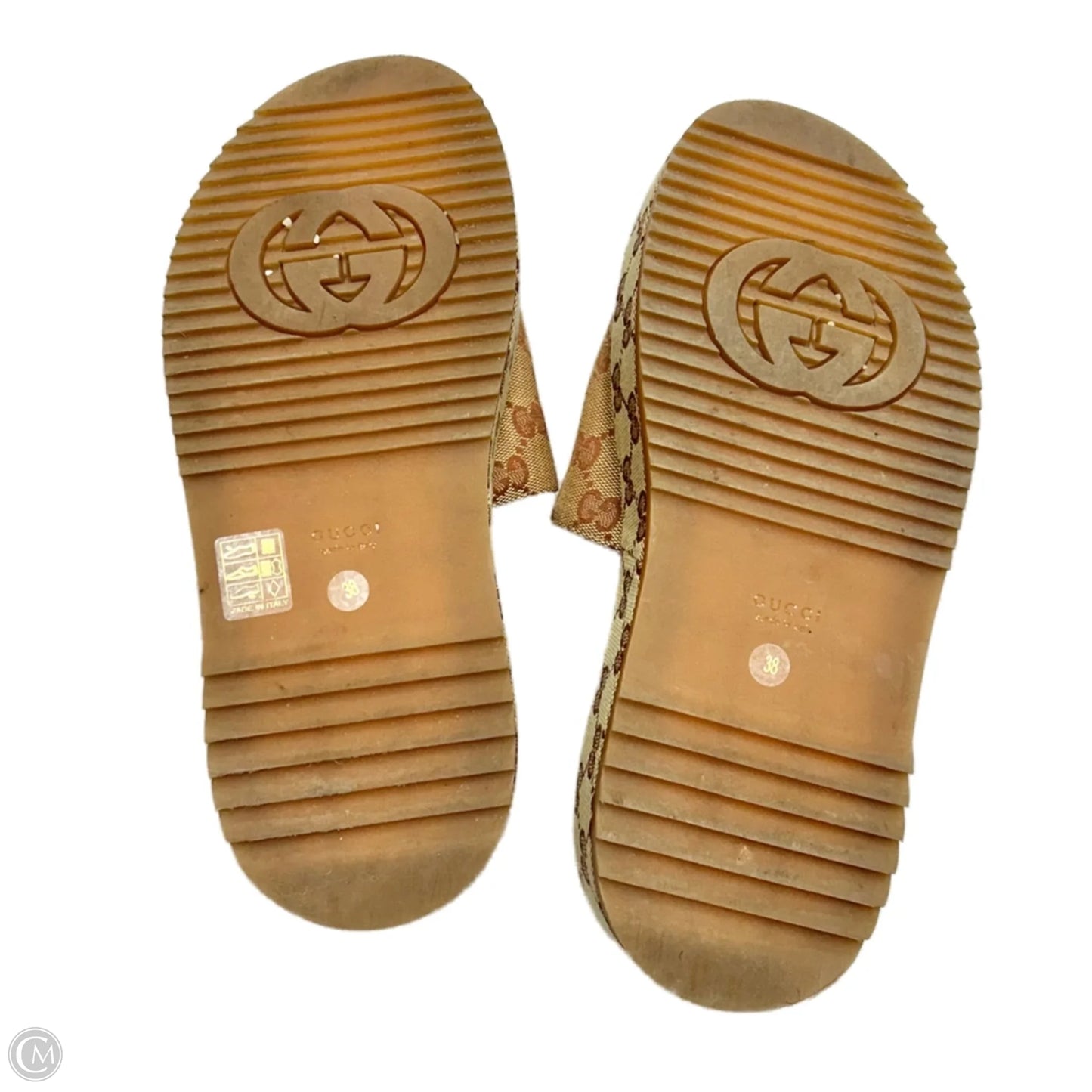 Sandals Luxury Designer By Gucci In Brown & Red, Size: 8