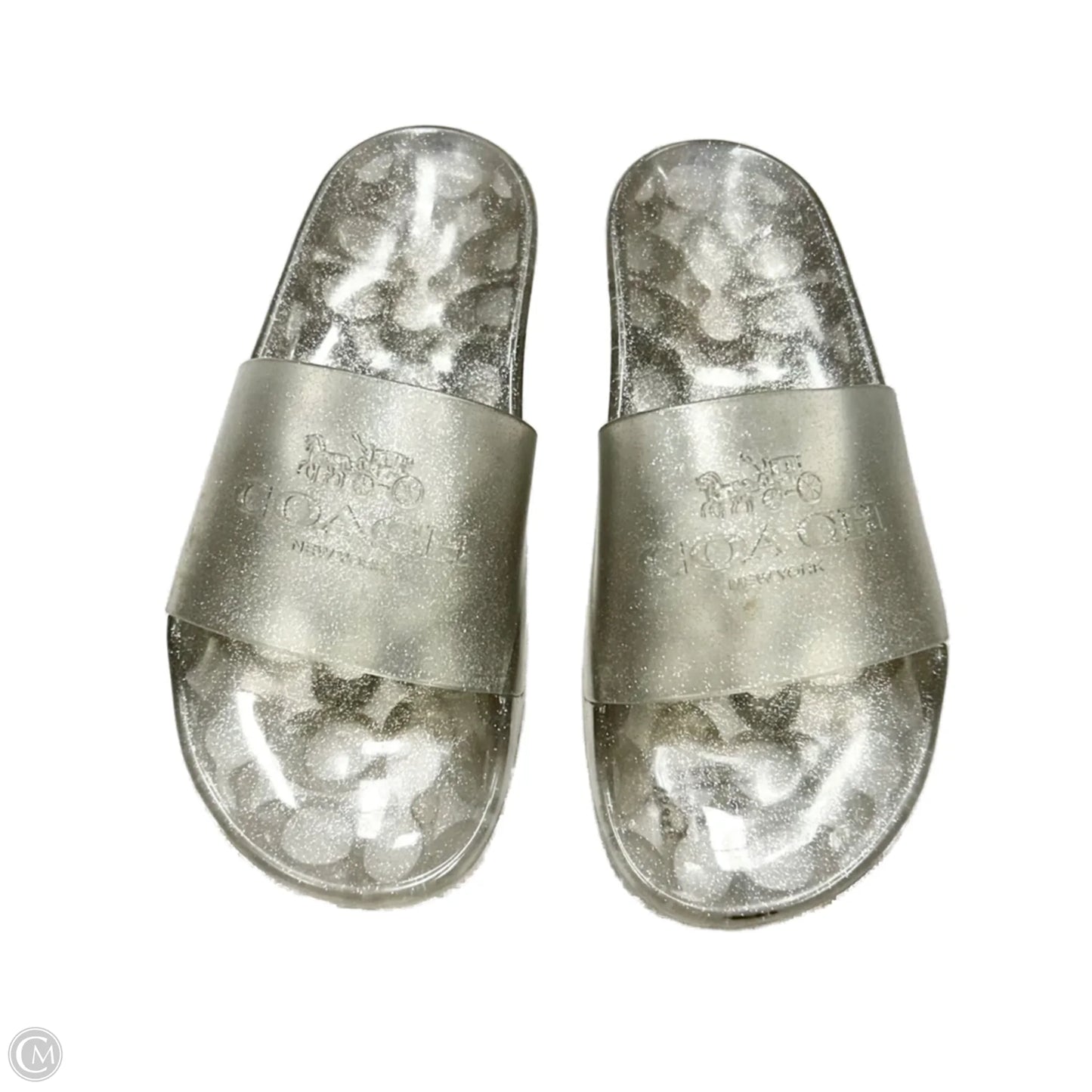 Sandals Designer By Coach In Silver, Size: 6