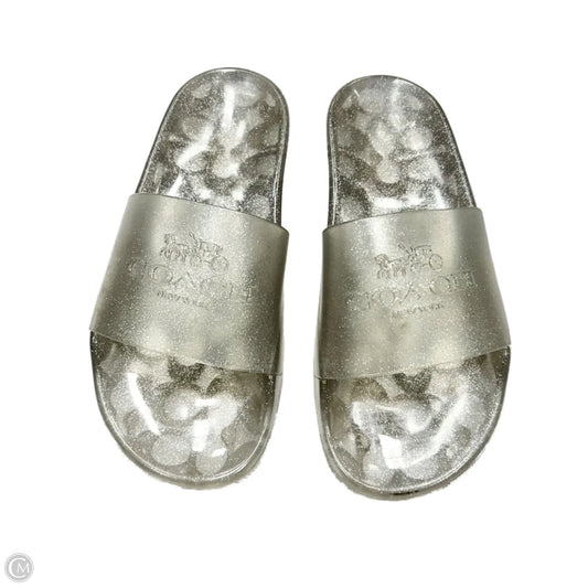 Sandals Designer By Coach In Silver, Size: 6