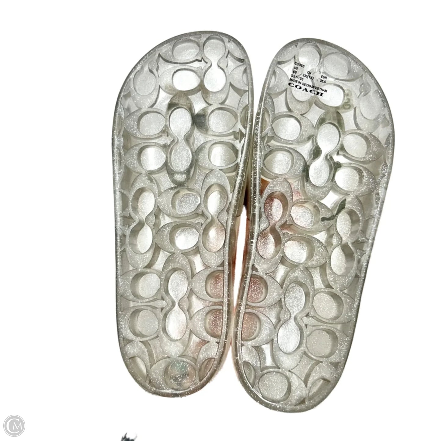 Sandals Designer By Coach In Silver, Size: 6