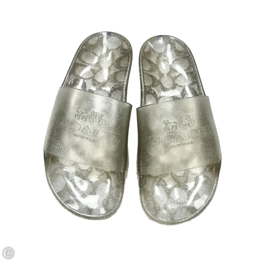 Sandals Designer By Coach In Silver, Size: 5