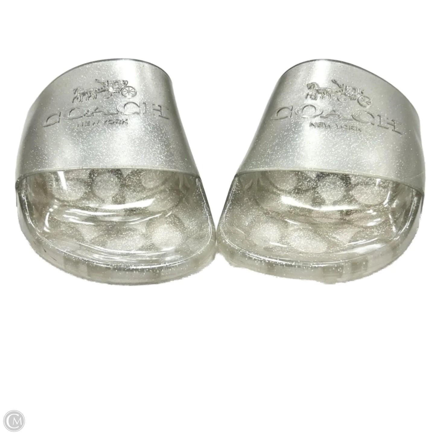 Sandals Designer By Coach In Silver, Size: 5