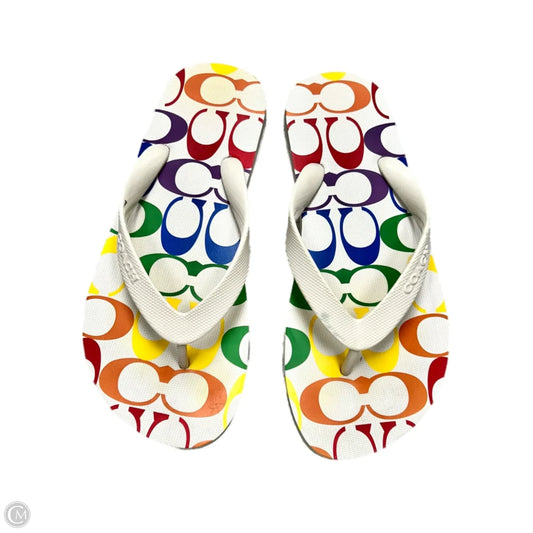 Sandals Designer By Coach In Rainbow Print, Size: 5/6