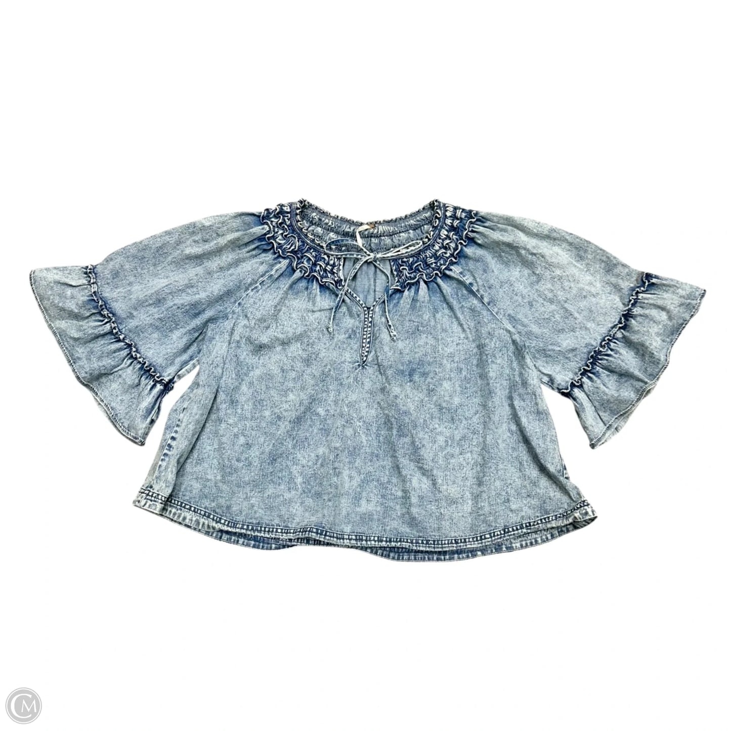 Top 3/4 Sleeve By Free People In Blue Denim, Size: S